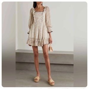 LUG VON SIGA Madison Shirred Floral-print Crepe De Chine Mini Dress | size US2